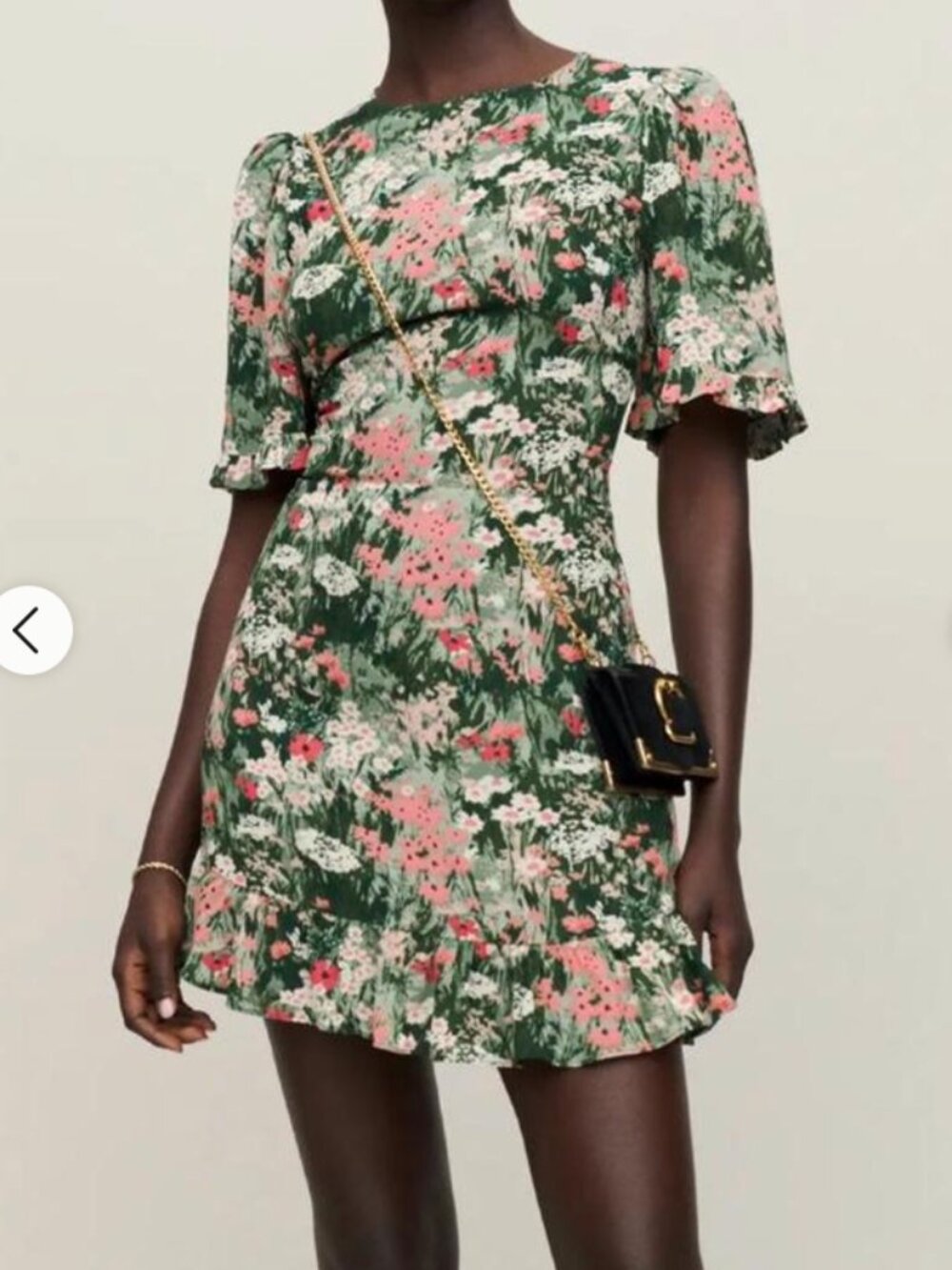 Reformation Alaina Green Floral Dress